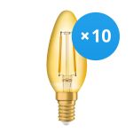 Lot 10x Ledvance Vintage 1906 LED E14 Bougie Dorée 1.5W 120lm - 824 Blanc Très Chaud | Équivalent 15W