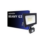 Noxion Projecteur LED Beamy G3.1 Noir 30W 3300lm 110D - 830 Blanc Chaud | IP44 - Détecteur de Mouvement et de Lumière - Symétrique 