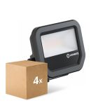 Lot 4x Ledvance Projecteur LED Aluminium Noir 8W 1100lm 100D - 830 Blanc Chaud | IP66 - Symétrique