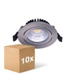 Lot 10x Noxion LED Inclinable Slim Spot Argent Rond 6W 550lm 60D - 927 Blanc Très Chaud | 85mm - IP54 - Dimmable - Meilleur Rendu Des Couleurs