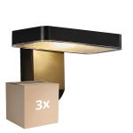 Lot 3x Nordlux Solar Applique Murale Rica Carré Noir 4.5W 450lm - 830 Blanc Chaud | Détecteur de Mouvement et de Lumière