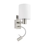Eglo Applique Murale Pasteri Acier Nickel Satiné 40 | IP20 - Incl. Spot et Excl. 1x E27