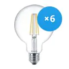 Lot 6x Philips Corepro LED Globe E27 Filament Claire 95mm 7W 806lm - 827 Blanc Très Chaud | Équivalent 60W