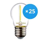 Lot 25x Noxion Lucent LED E27 Boule Filament Claire 1.4W 136LM - 827 Blanc Très Chaud | Équivalent 15W