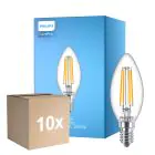 Lot 10x Philips Corepro LED Bougie E14 Filament Claire 6.5W 806lm - 827 Blanc Très Chaud | Équivalent 60W