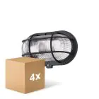 Lot 4x D'Lite Applique Murale Ecco Noir Ovale | IP44 - Convient pour 1x E27