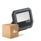 Lot 4x Ledvance Projecteur LED Aluminium Noir 8W 1100lm 100D - 830 Blanc Chaud | IP66 - Symétrique